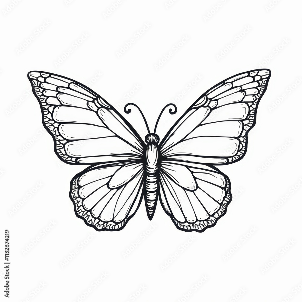 Obraz premium Coloring Page of a Big Butterfly with Bold Wings