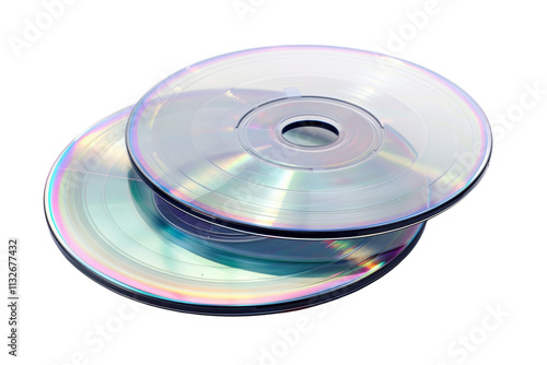 Stacked transparent CDs on a black background , isolated on transparent background