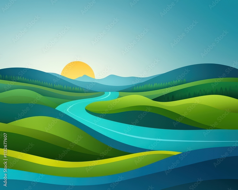 Fototapeta premium An abstract river with streams labeled as hypothesis, experimentation, and conclusion.