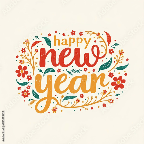 Happy New Year sign, typography