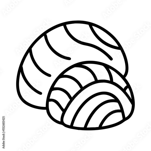 concha mexican sweet bread icon, cinco de mayo line art, mexican fiesta icon - simple black line art icon of concha mexican sweet bread for cinco de mayo celebrations. mexican fiesta vector art.