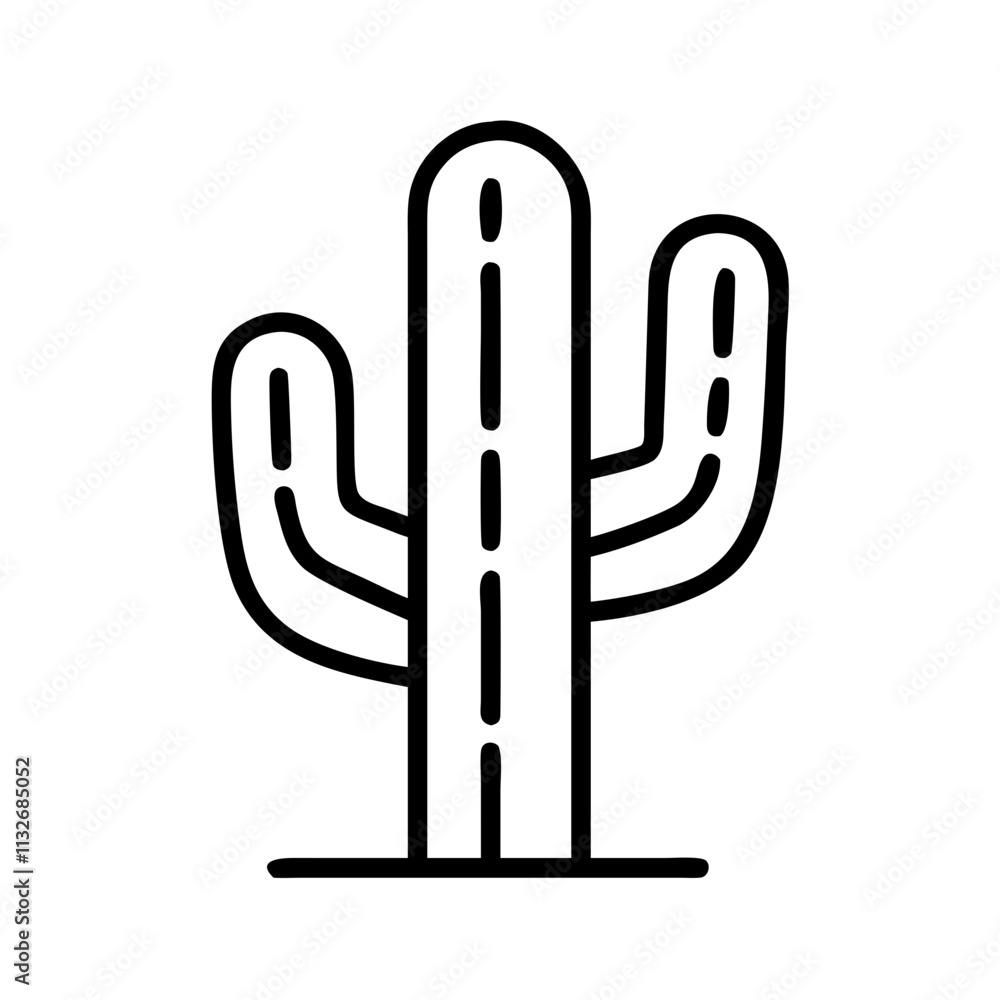 Fototapeta premium saguaro cactus icon, cinco de mayo line art, mexican fiesta icon - simple black line art icon of saguaro cactus for cinco de mayo celebrations. mexican fiesta vector art.