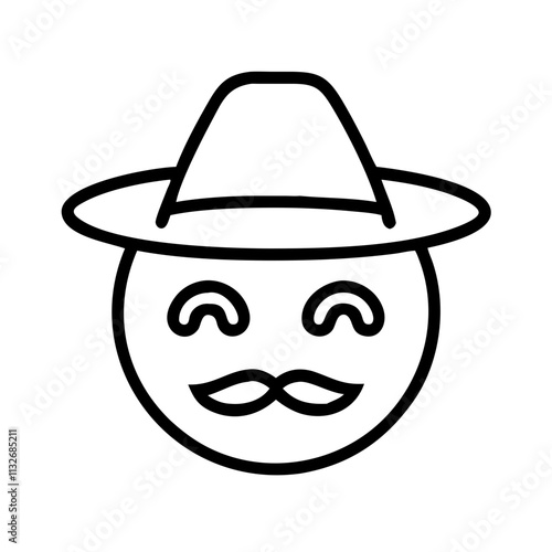 sombrero emoji icon, cinco de mayo line art, mexican fiesta icon - simple black line art icon of sombrero emoji for cinco de mayo celebrations. mexican fiesta vector art.