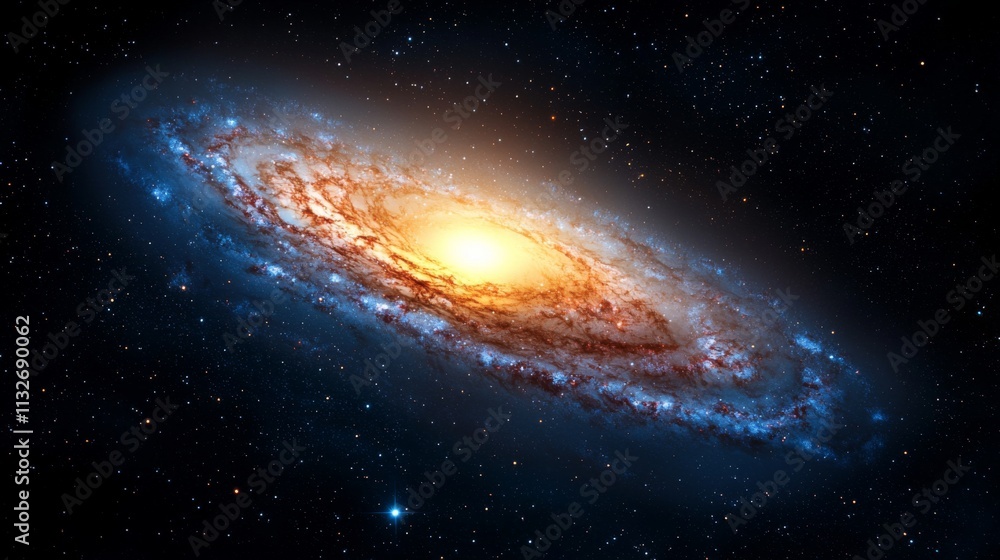 Fototapeta premium Exploring the mysteries of a spiral galaxy outer space digital art cosmic environment wide angle astronomical wonders