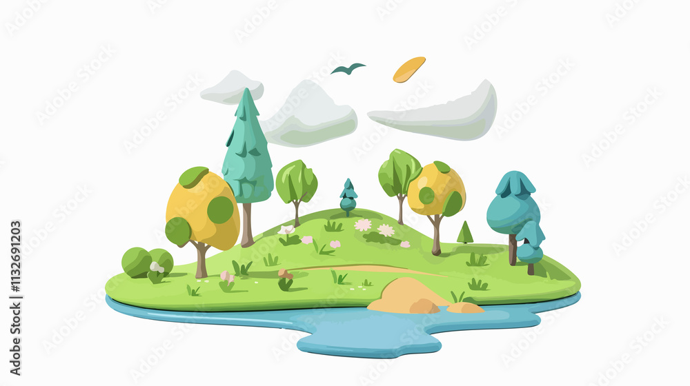 Obraz premium 3D Flat Vector Style Isolated on White Background Illustration