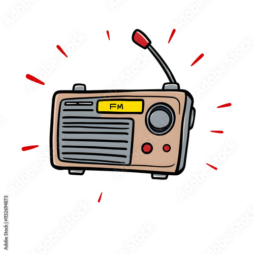 Radio icon in comic style. Fm broadcast cartoon vector illustration on white isolated background. Radio cast splash effect business concept. Generative AI photo