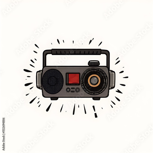 Radio icon in comic style. Fm broadcast cartoon vector illustration on white isolated background. Radio cast splash effect business concept. Generative AI photo