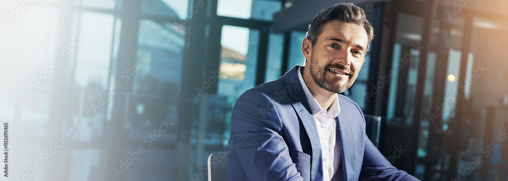 © peopleimages.com - Corporate, portrait and business man in office for investment banker, professional and confidence. Pride, financial advisor and smile with male employee and banner in German company for opportunity © peopleimages.com - Corporate, portrait and business man in office for investment banker, professional and confidence. Pride, financial advisor and smile with male employee and banner in German company for opportunity