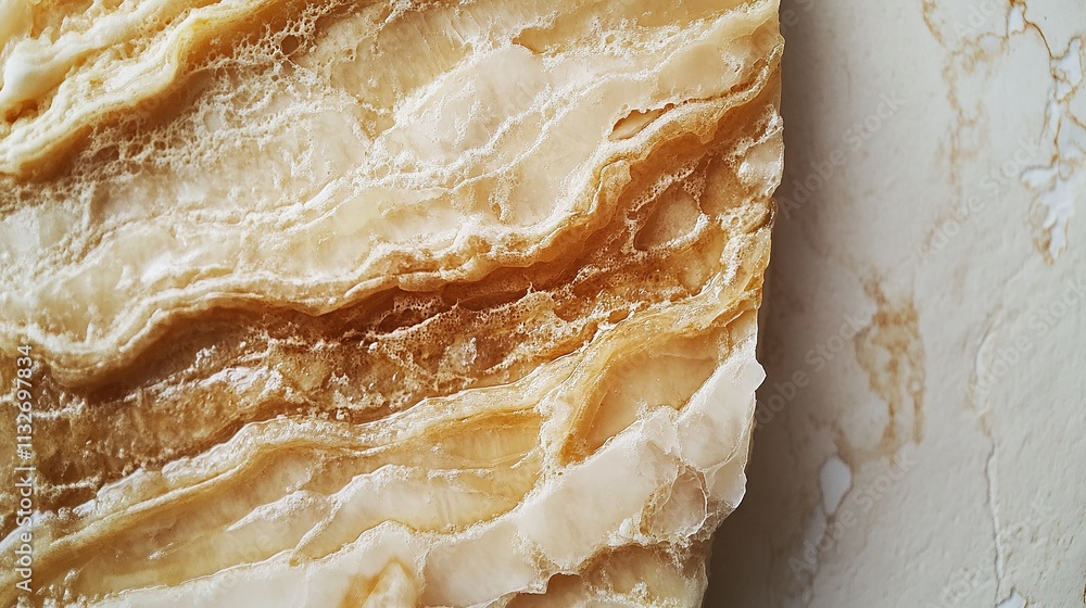 Obraz premium Close-up of msemmen showing flaky layers and golden-brown texture.
