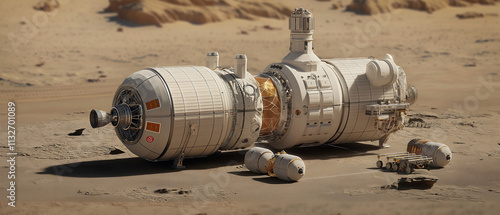 Modular living environment on Mars designed for space colonization, illustrating advanced technology and human resilience in an extraterrestrial setting photo