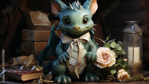 Obraz na płótnie funny green dragon, symbol of 2024, cartoon style. w salonie