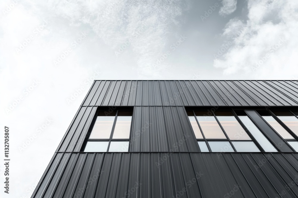 Fototapeta premium Exploring contemporary buildings with angular metal design