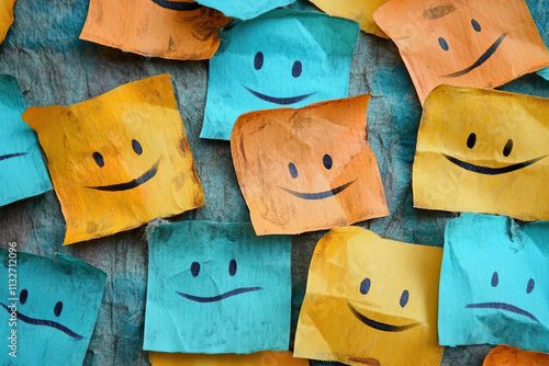 Colorful Smiley Faces on Sticky Notes