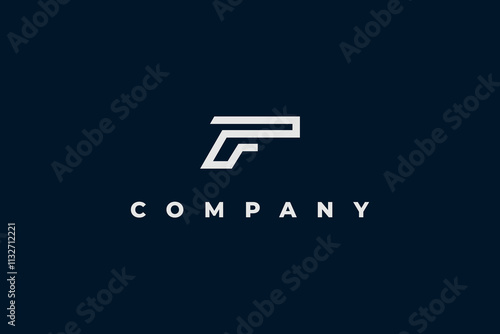 letter f and pistol logo design