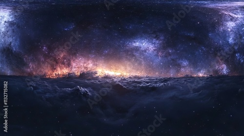 360-degree equirectangular space background featuring vibrant nebula and stars – hdri spherical panorama for environment mapping and 3d rendering photo