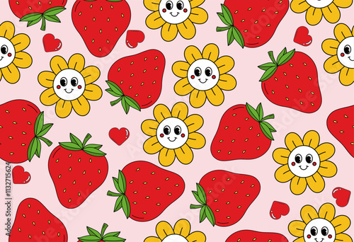 Strawberry seamless pattern used for printing and fabric design,