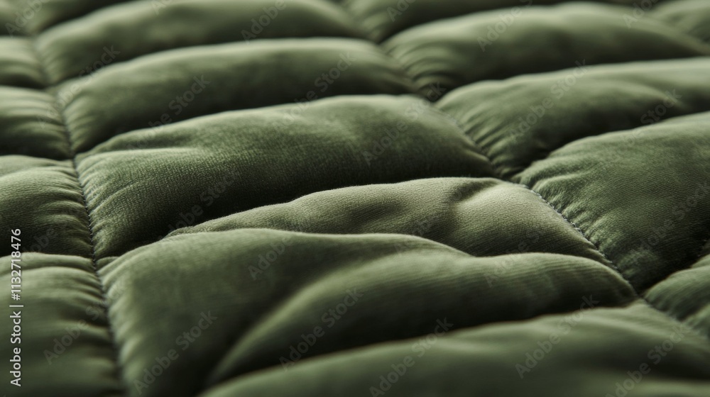 Obraz premium Close-up of a Green Quilted Velvet Fabric