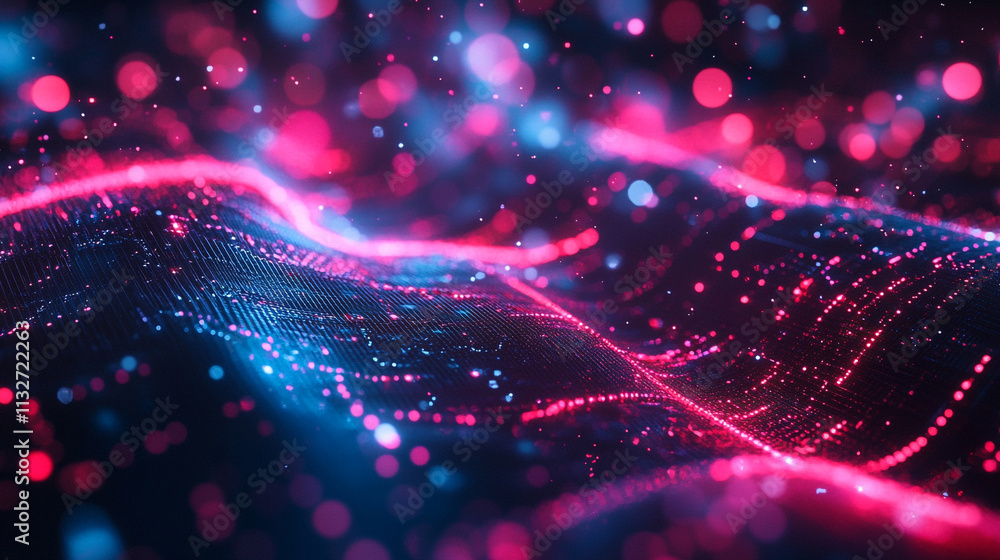 Obraz premium Abstract colorful wave patterns create a mesmerizing visual experience with vibrant lights