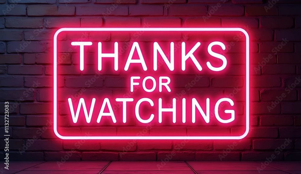Fototapeta premium Vector realistic isolated neon sign of the text THANKS FOR WATCHING frame logo on the brick wall background