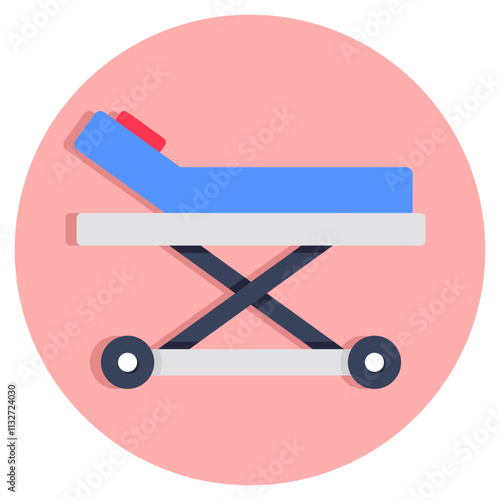 Patient bed icon, flat design of stretcher