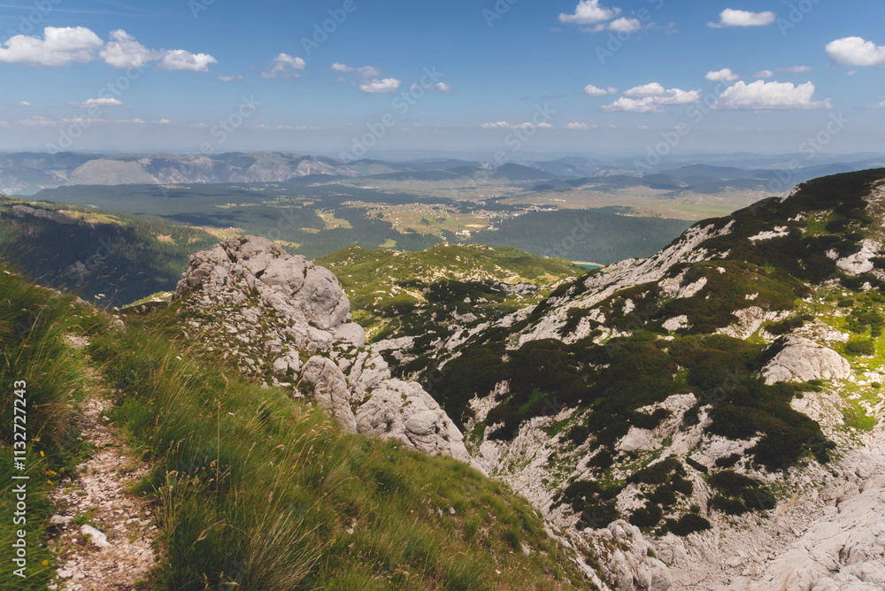 Summer Landscape with Hiking Path in Alps Mountains