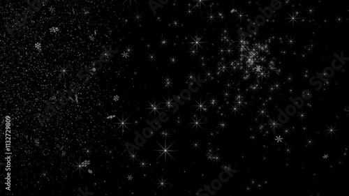 Snow animation video overlay template. Beautiful falling snow, the sparkling glittering light of snow on a winter night, celebrating Christmas and Happy New Year