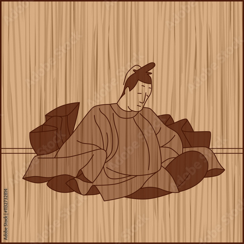 木彫り風正方形百人一首　三条院