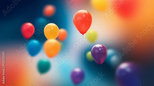 Colorful Balloons Floating in Air, Festive Background Image photo