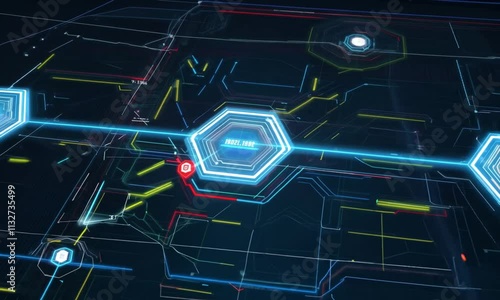 Corporate Cybersecurity Interface Animation: Glowing Data Flow & Dynamic Threat Prevention Alerts