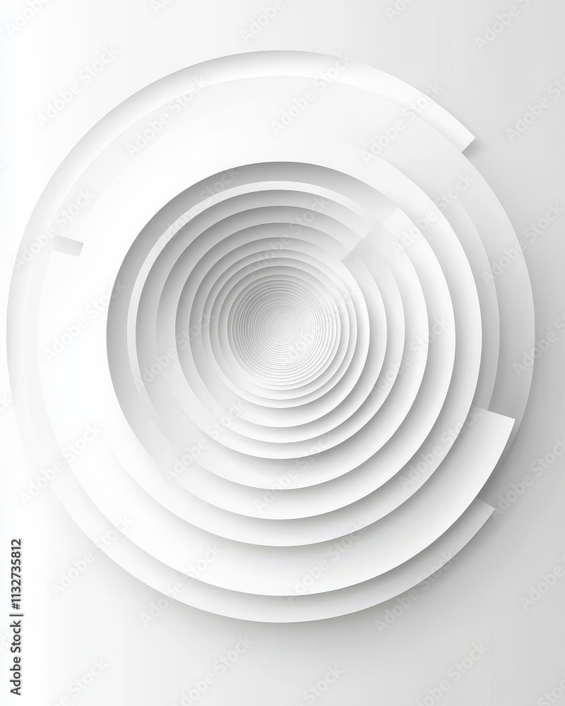 Obraz premium Abstract white concentric circles creating a sense of depth and motion.