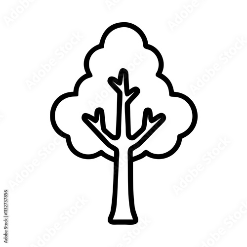 Simple line drawing of a tree with leaves, symbolizing nature and growth.Vector icon with tree crown for eco-friendly projects, landscaping and for Earth Day holiday photo