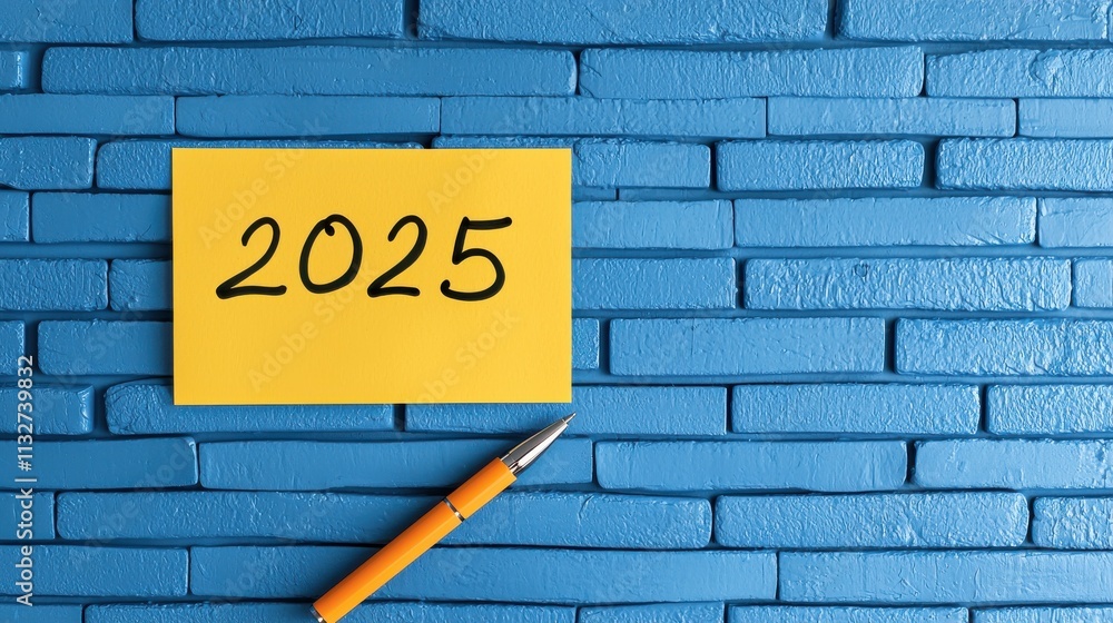 Fototapeta premium A bright yellow note with 