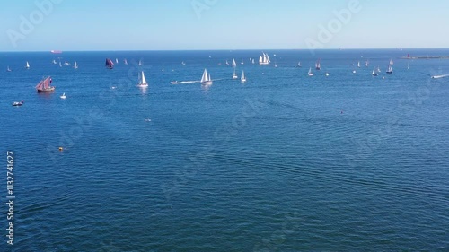 Baltic Sea scenery in Gdansk Brzezno at sailboats  parade, Poland.