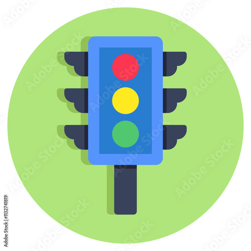 A colored design icon of signal lights