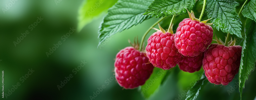 Ripe Raspberries on a Branch. Generative AI Ripe Raspberries on a Branch. Generative AI