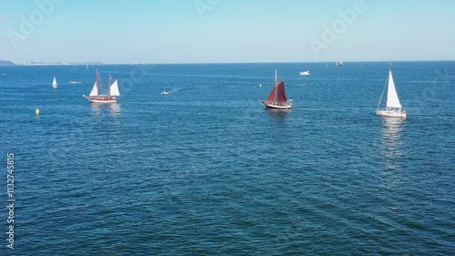 Baltic Sea scenery in Gdansk Brzezno at sailboats  parade, Poland.