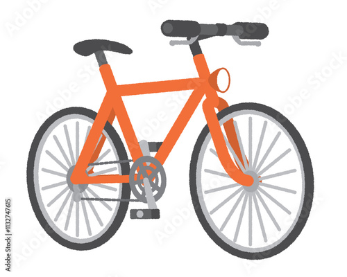 自転車（クロスバイク）のイラスト〜赤
