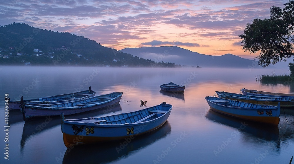 Fototapeta morning view of lake pátzcuaro mexican landscape