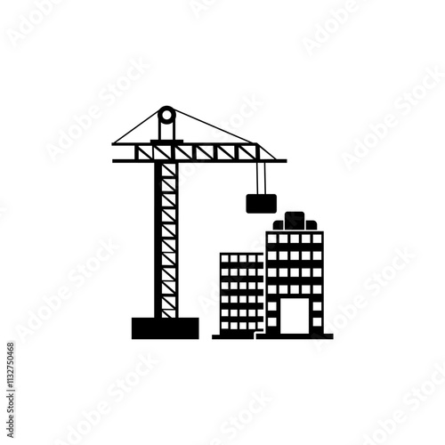 Crone with building logo icon vector. Crone construction icons, building, repair and construction sign vector logo icon photo