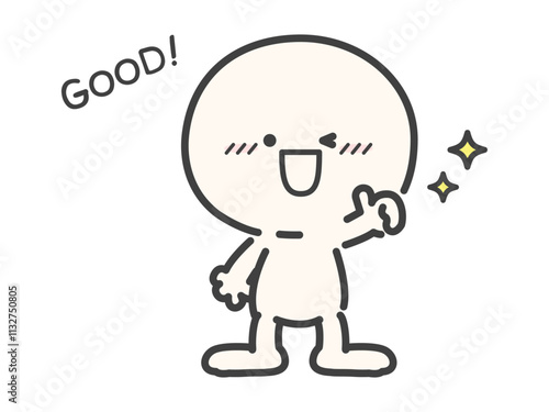 吹き出しフレームといいねのサインのかわいい人物のベクターイラスト素材03