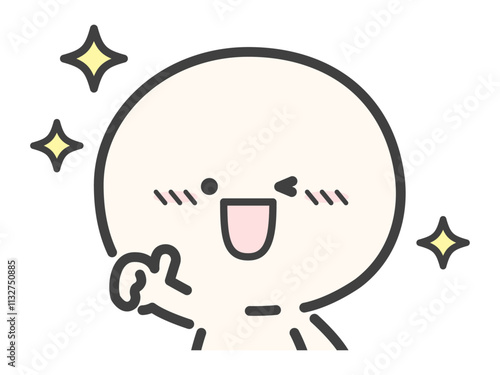 いいねのサインのかわいい人物のベクターイラスト素材01