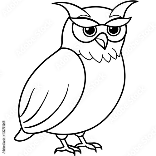 Owl Face with Sunglasses Line Art Vector photo