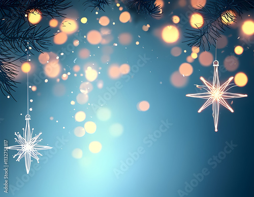 Festive Hanukkah Greeting with Stars of David and Bokeh Lights photo