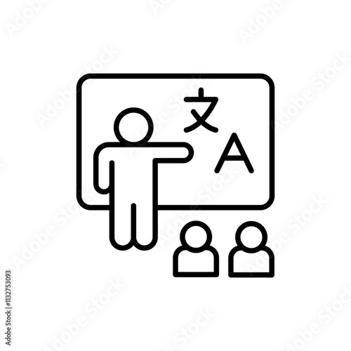 Linguistic learn outline icons, minimalist vector illustration ,simple transparent graphic element .Isolated on white background