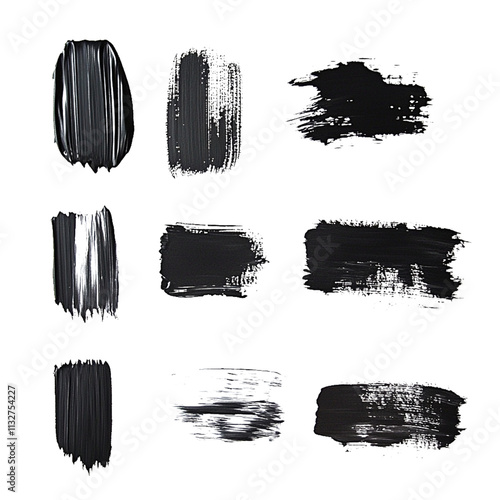 Paint brush set. Black set paint stroke, ink brush, brush strokes, brushes, lines, frames, box, grungy. Grungy brushes collection. Brush stroke paint boxes on white background	