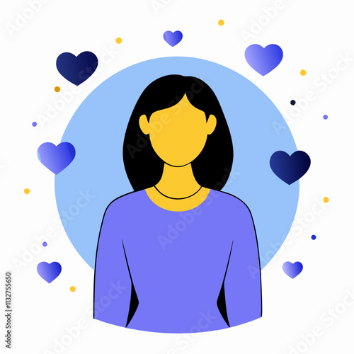 Vector illustration of a woman in casual homemade clothes in flat style.