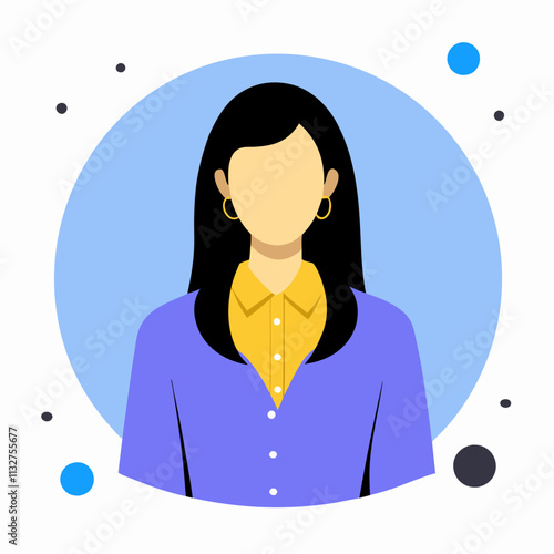 Vector illustration of a woman in casual homemade clothes in flat style.