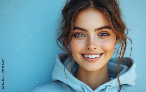 Wallpaper Mural A woman with red hair and a hooded sweatshirt is smiling Torontodigital.ca