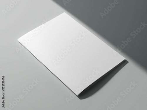 Blank A4 photorealistic brochure mockup on light grey background. photo