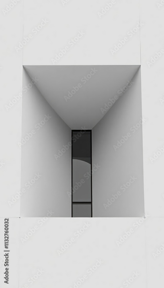 Fototapeta premium A striking black and white image of a modern building with a minimalist design, showcasing geometric shapes and clean lines.